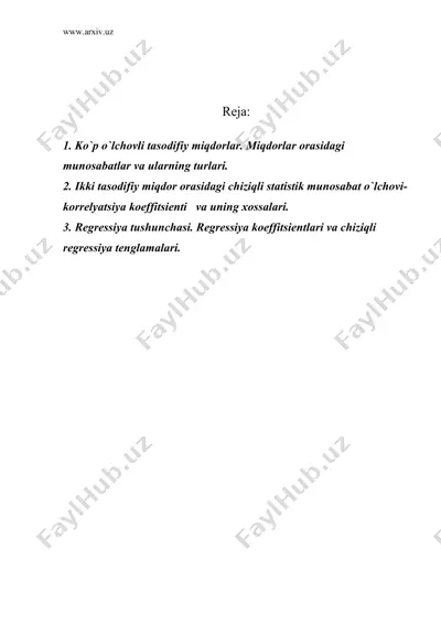 statistik munosabatlar to`g`risida umumiy tushuncha — DOC