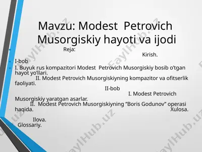 modest petrovich musorgiskiy hayoti va ijodi — PPT