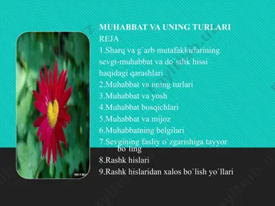muhabbat va uning turlari — PPT