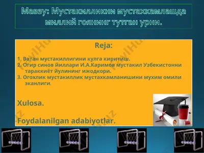 vatan mustaqilligini kulg'a kiritish — PPT