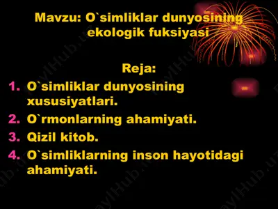 o`simliklar dunyosining ekologik fuksiyasi — PPT