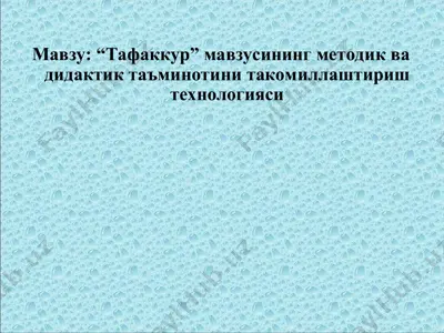 тафаккур методик ва дидактик таъминоти — PPT