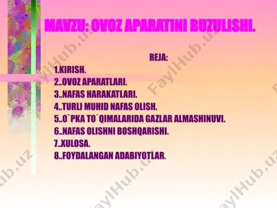 ovoz aparatini buzulishi — PPT