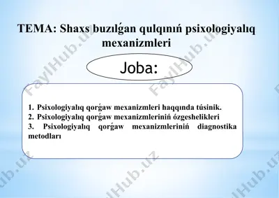 shaxs buzılǵan qulqınıń psixologiyalıq mexanizmleri — PPTX