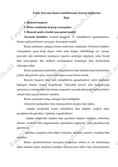 kárxana biznesi analitikasınıń tiykarǵı baǵdarları — DOCX