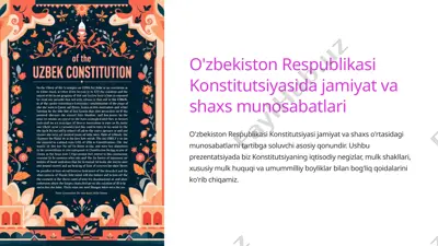 o'zbekiston respublikasi konstitutsiyasi ma'lumoti — PPTX