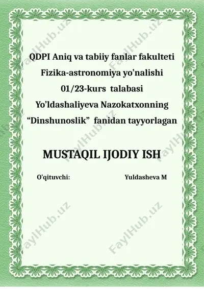 vijdon erkinligi va diniy tashkilotlar — DOC