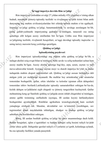 rim imperiyasi xo‘jaligi — DOCX