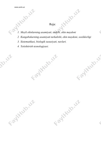 moyli ekinlar.kungabokar biologiyasi va yetishtirish texnologiyasi — DOC