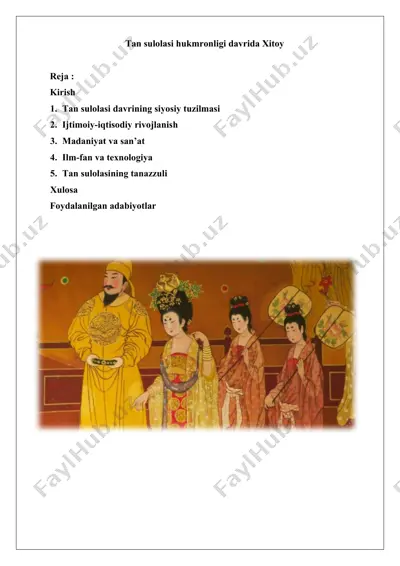 tan sulolasi hukmronligi davrida xitoy — DOCX