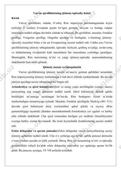 varvar qirolliklarining ijtimoiy-iqtisodiy holati — DOCX