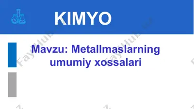 metallmaslarning umumiy xossalari — PPT