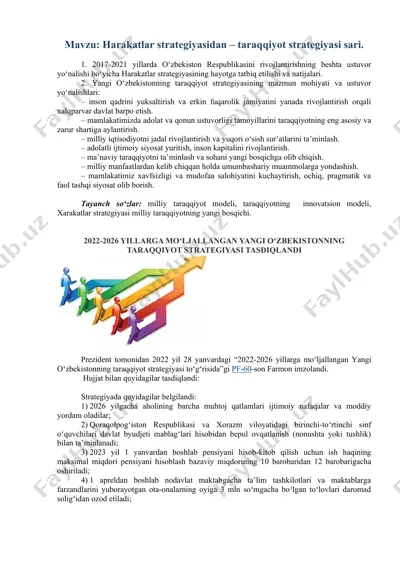 harakatlar strategiyasidan – taraqqiyot strategiyasi sari — DOC