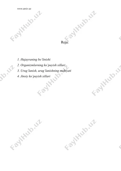 ko’payish va individual rivоjlanish — DOC