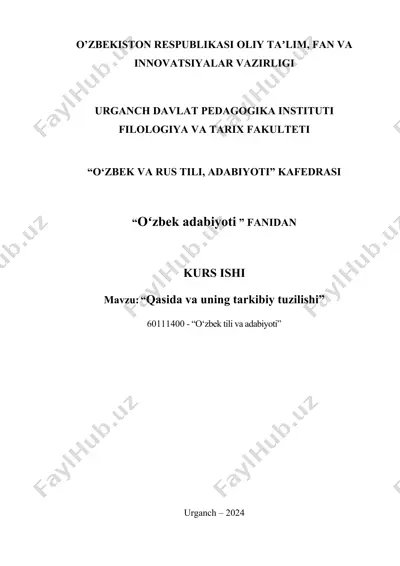 "qasida va uning tarkibiy tuzilishi" — DOCX