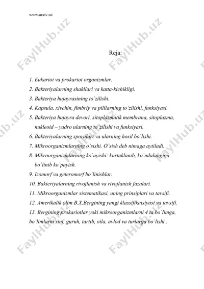 mikroorganizmlarning morfologiyasi,hujayra — DOC
