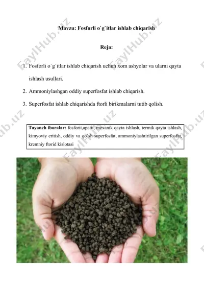 fosforli o`g`itlar ishlab chiqarish — DOCX