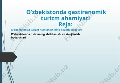 turizm rivojlanishi davlat dasturiy hujjatlari va ularning amal qilish bosqichi — PPTX