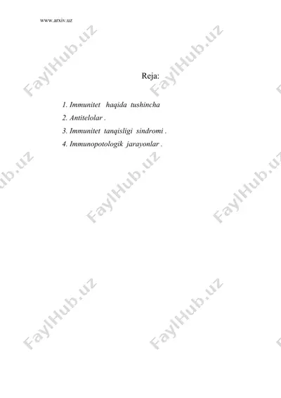 immun sistemasi potologiyasi — DOC