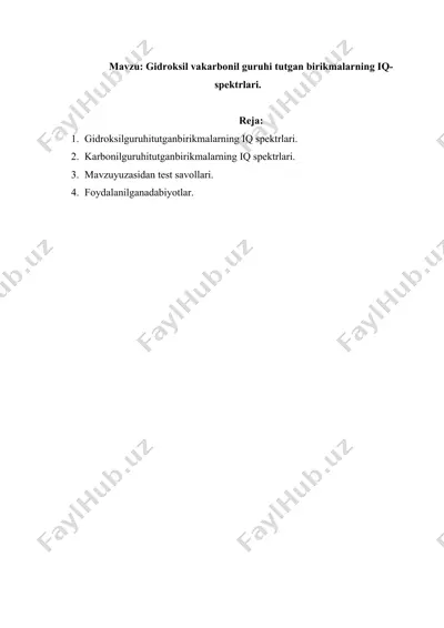 gidroksil vakarbonil guruhi tutgan birikmalarning iq-spektrlari — DOCX