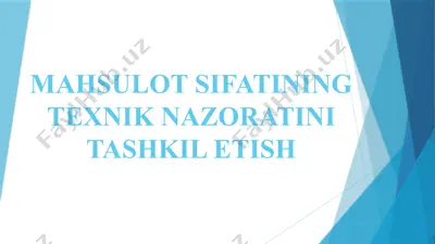 sifatni nazoratini tashkil etish — PPTX