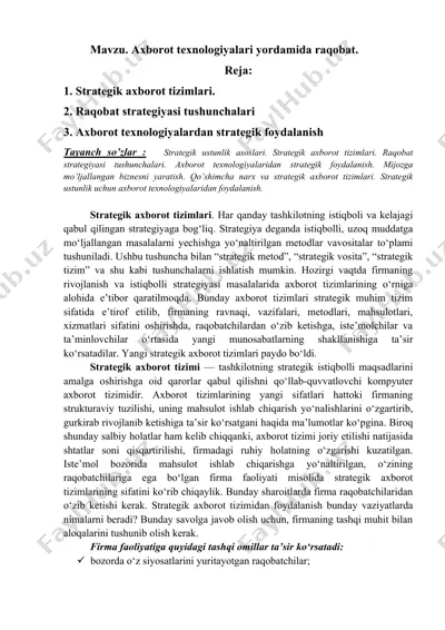 axborot texnologiyalari yordamida raqobat — DOCX