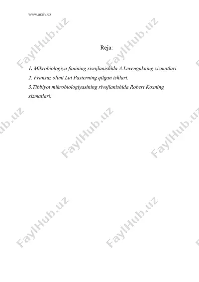 mikrobiologiyaning qisqaсha rivojlanish tarixi — DOC