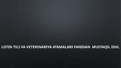 dori vositalari nomenkulaturasining yasalishi — PPTX