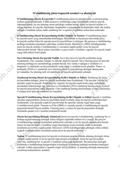o’simliklarnig jinsiz kopayish ussulari va ahamiyati — DOCX