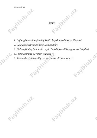bolalarda buyrak kasalliklari pielonefrit, glomerulonefrit, sistit — DOC