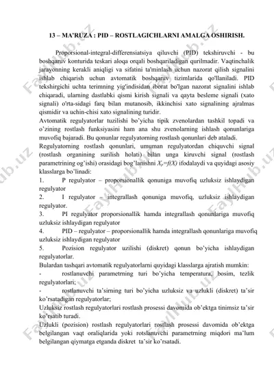 pid – rostlagichlarni amalga oshirish. — DOCX