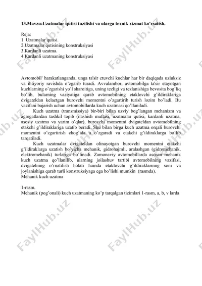 uzatmalar qutisi tuzilishi va ularga texnik xizmat ko'rsatish — DOCX