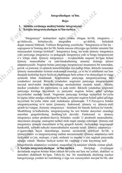 integratsiyalashgan ta'lim — DOCX