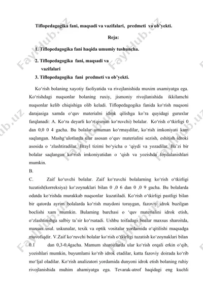 tiflopedagogika fani — DOCX