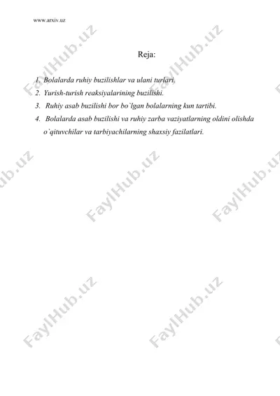 bolalar va o`smirlarda ruhiy asabning buzilishi — DOC
