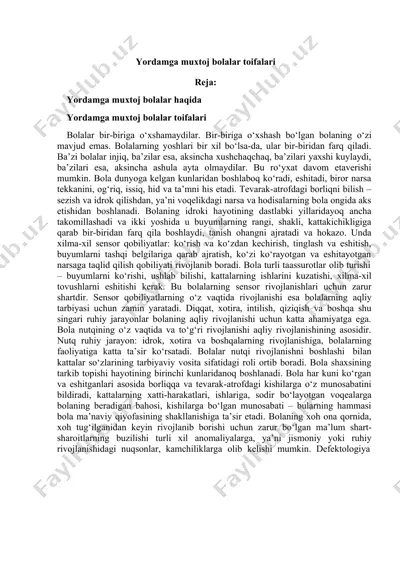 yordamga muxtoj bolalar toifalari — DOCX
