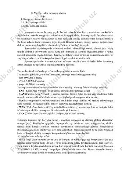 tarmoqqa ulanish — DOCX