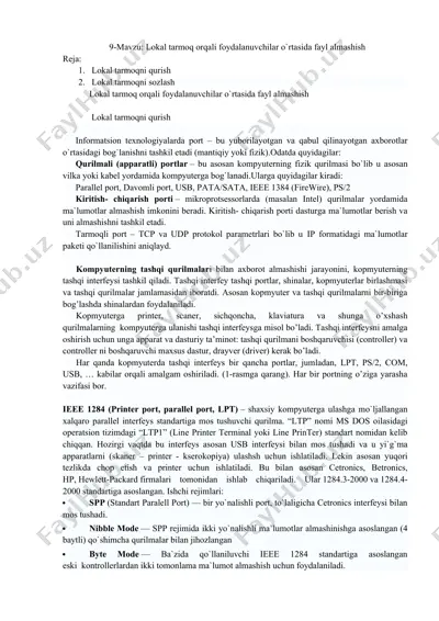 lokal tarmoq orqali fayl almashish — DOCX