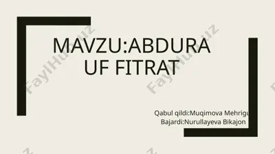 abdurauf fitrat — PPTX