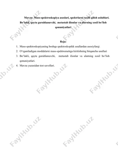 mass-spektroskopiya asoslari — DOCX