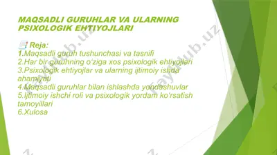 maqsadli guru hlar va ularning psixologik ehtiyojlari — PPTX