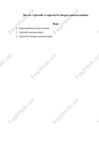 uglerodli va uglerod bo`lmagan nanozarrachalar. — DOC