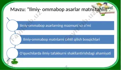 ilmiy-ommabop asarlar matni tahlili — PPTX