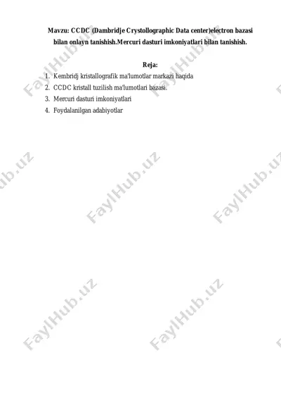ccdc (dambridje crystollographic data center) elektron bazasi — PDF