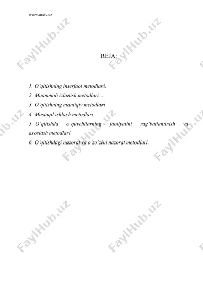 biologiya o’qitishning faol metodlari — DOC