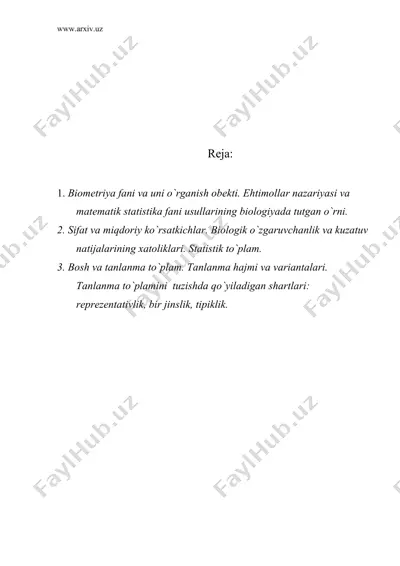 biomеtriya fanining mazmuni — DOC