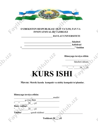 kompakt operatorlarning xos qiymatlari — DOCX
