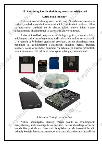 xotiraning har bir shaklining asosiy xususiyiyatlari xotira bilan tanishuv — DOCX