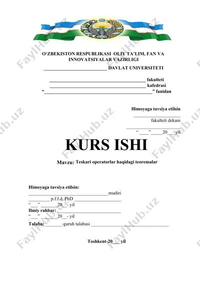 teskari operatorlar haqidagi teoremalar — DOCX