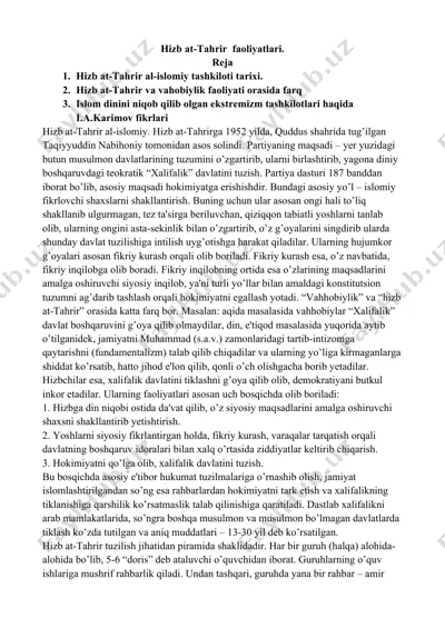hizb at-tahrir  faoliyatlari. — DOC